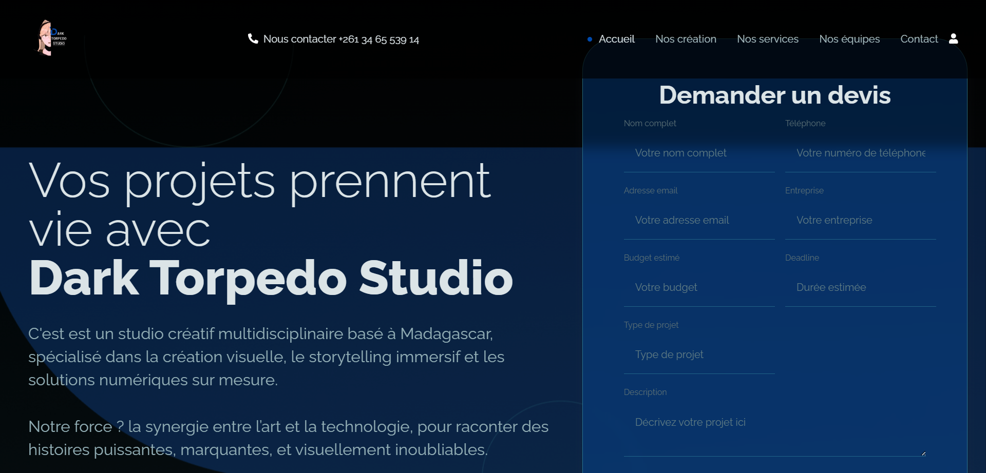 Page d'accueil du site Yumzy