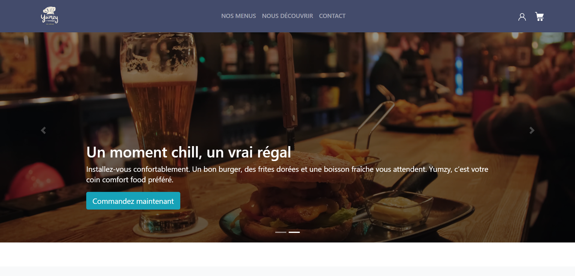 Page d'accueil du site Yumzy